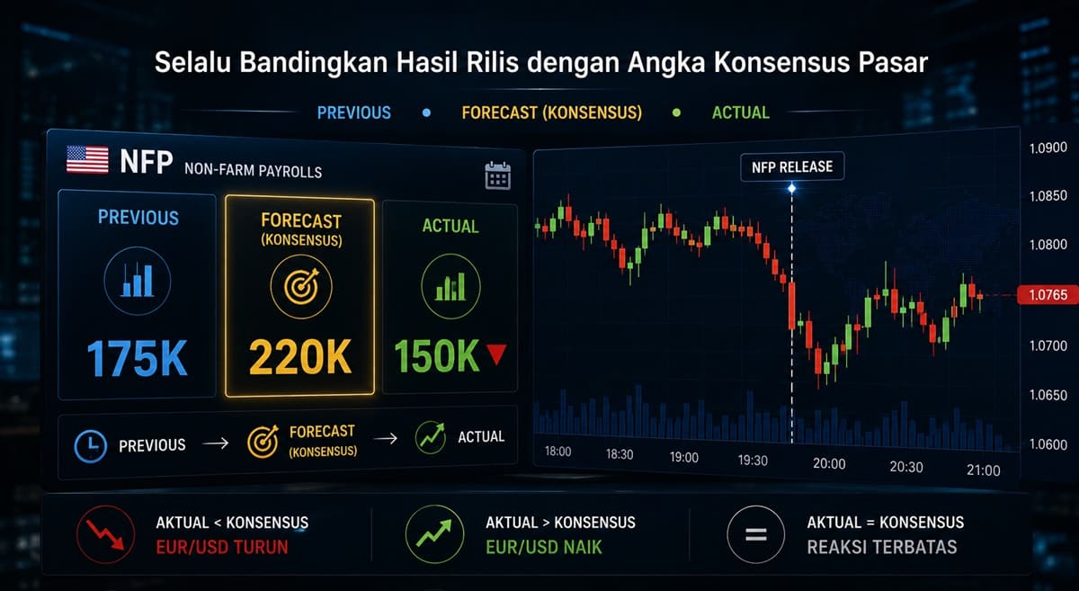 Bandingkan Hasil Rilis dengan Angka Konsensus Pasar