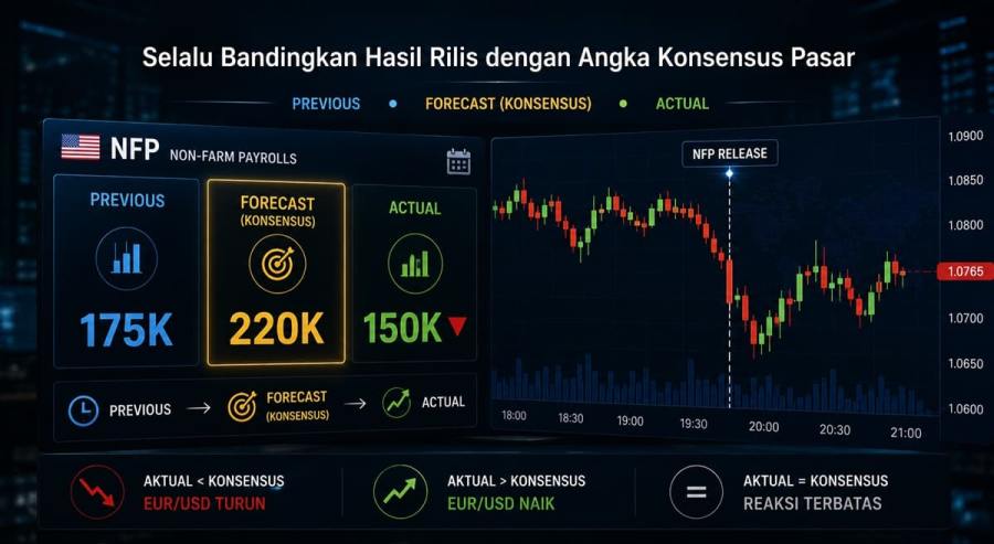 Bandingkan Hasil Rilis dengan Angka Konsensus Pasar