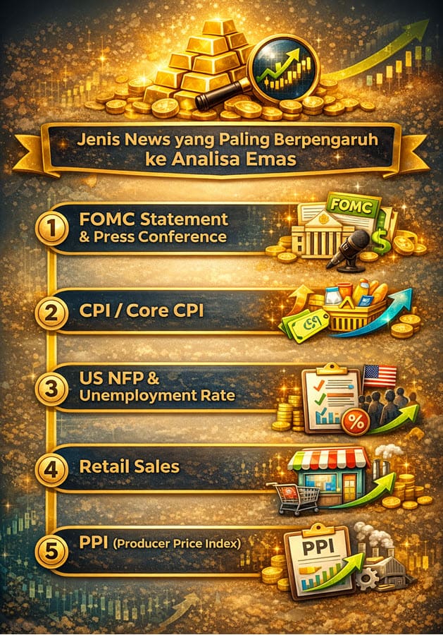 Jenis News yang Berpengaruh ke Analisa Emas