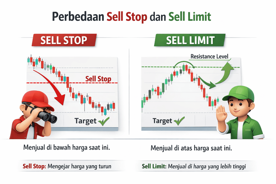 Perbedaan Sell Stop dan Sell Limit