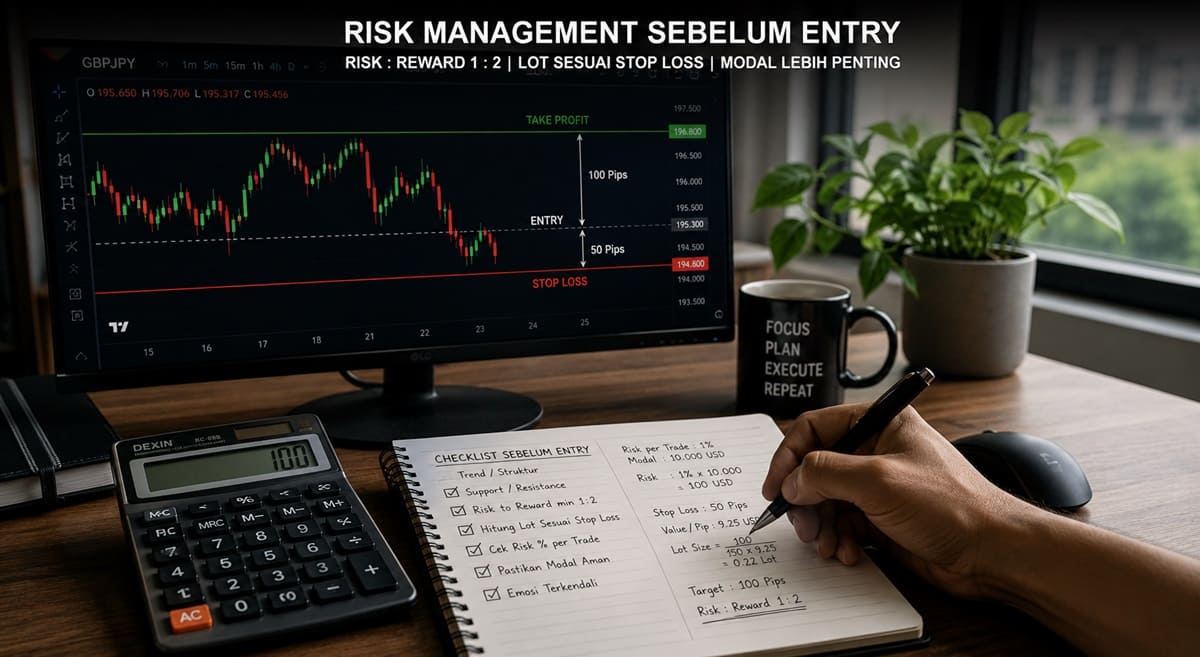 Hitung Risk-to-Reward dan Ukuran Lot