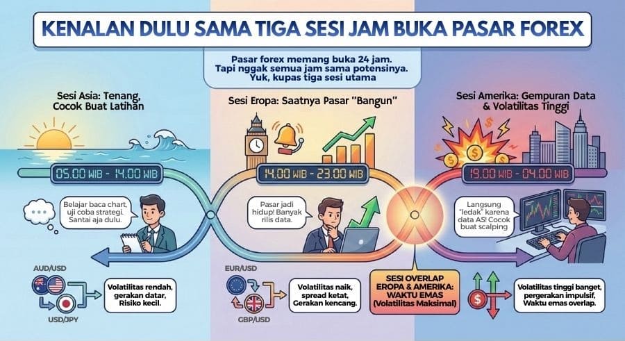 Tiga Sesi Jam Buka Pasar Forex