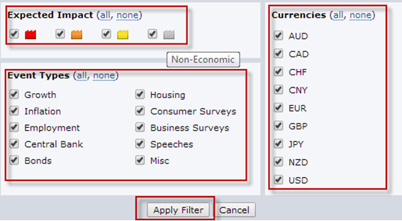 Cara Filter Berita dan Pair Mata Uang di Forex Factory