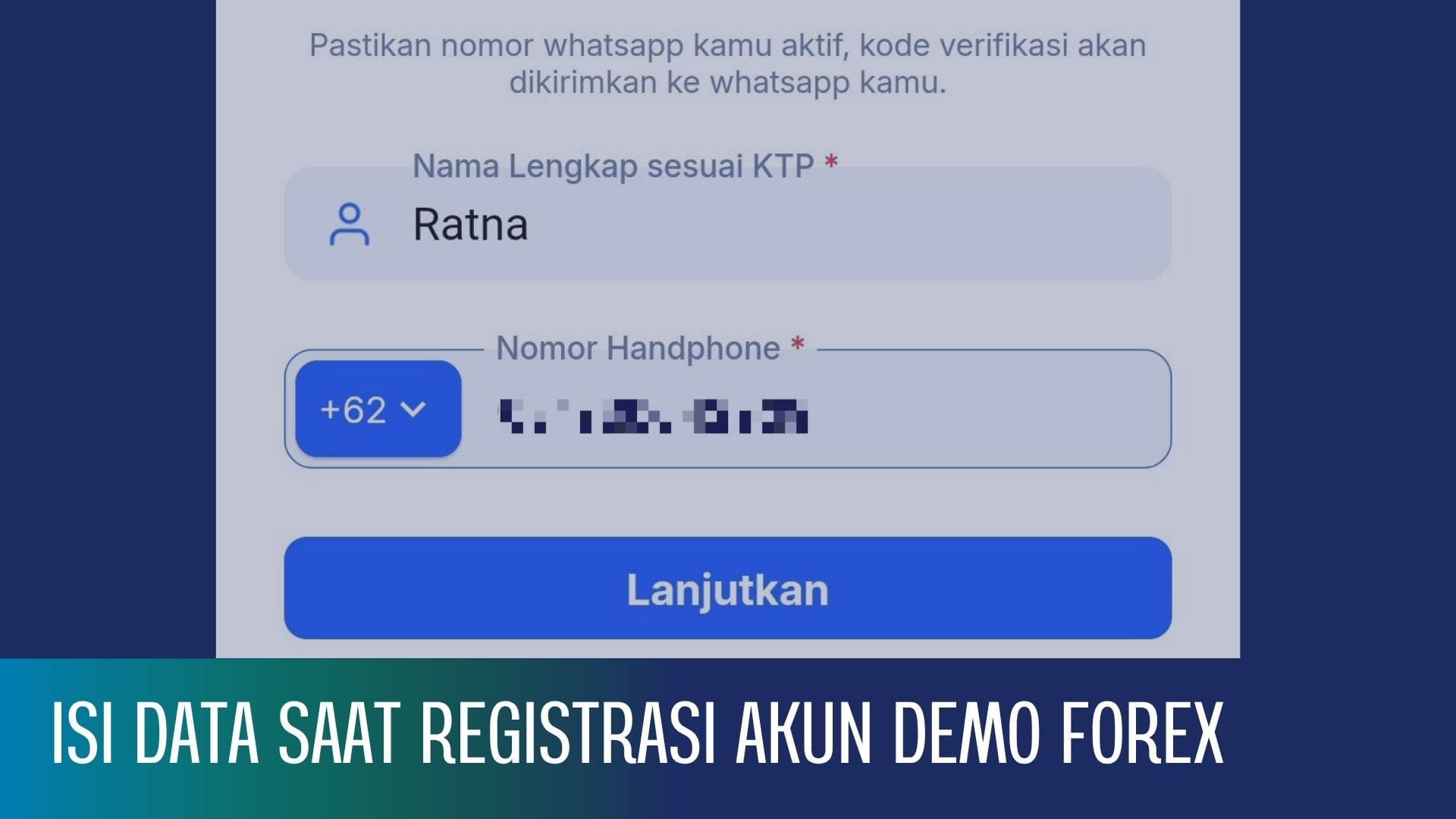 Isi data dan register akun demo