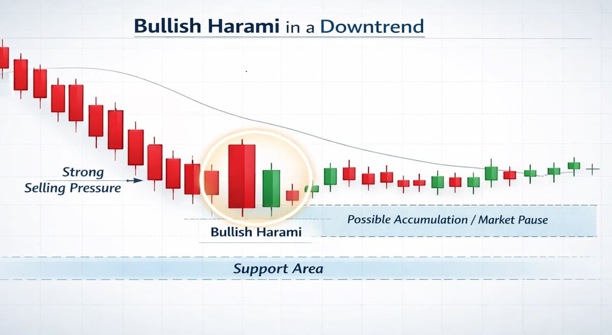 Bullish harami dalam konteks downtrend