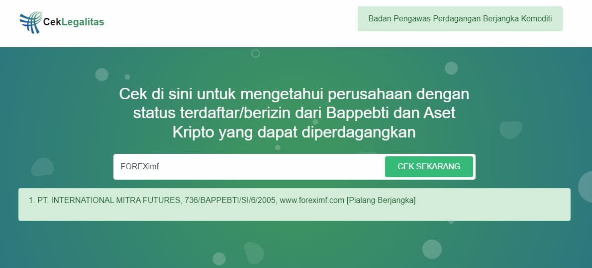 Cek legalitas Broker Forex
