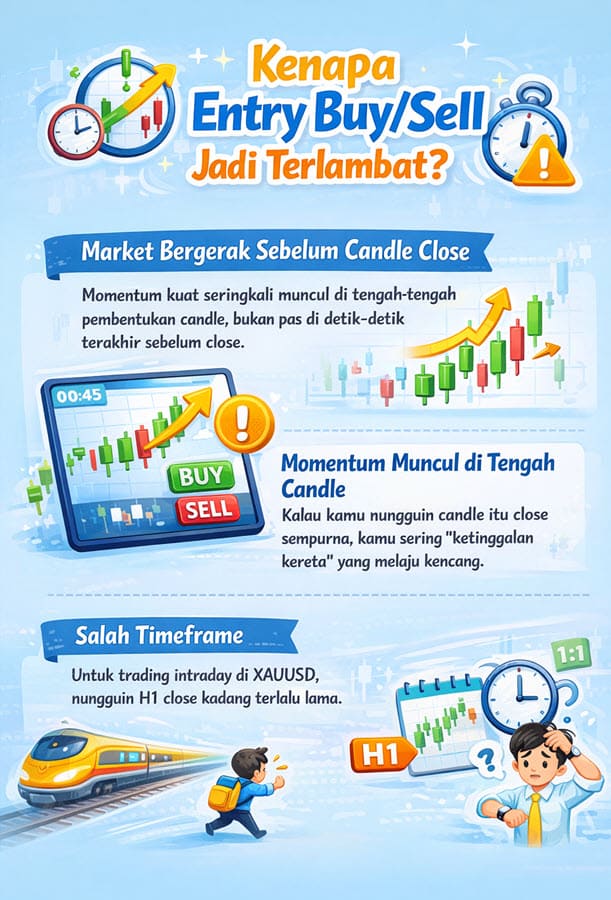 candle konfirmasi terlambat entry