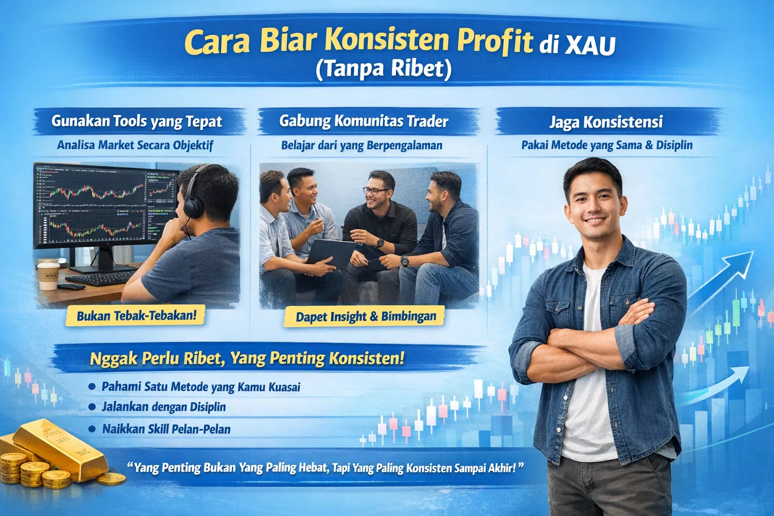 cara konsisten profit emas
