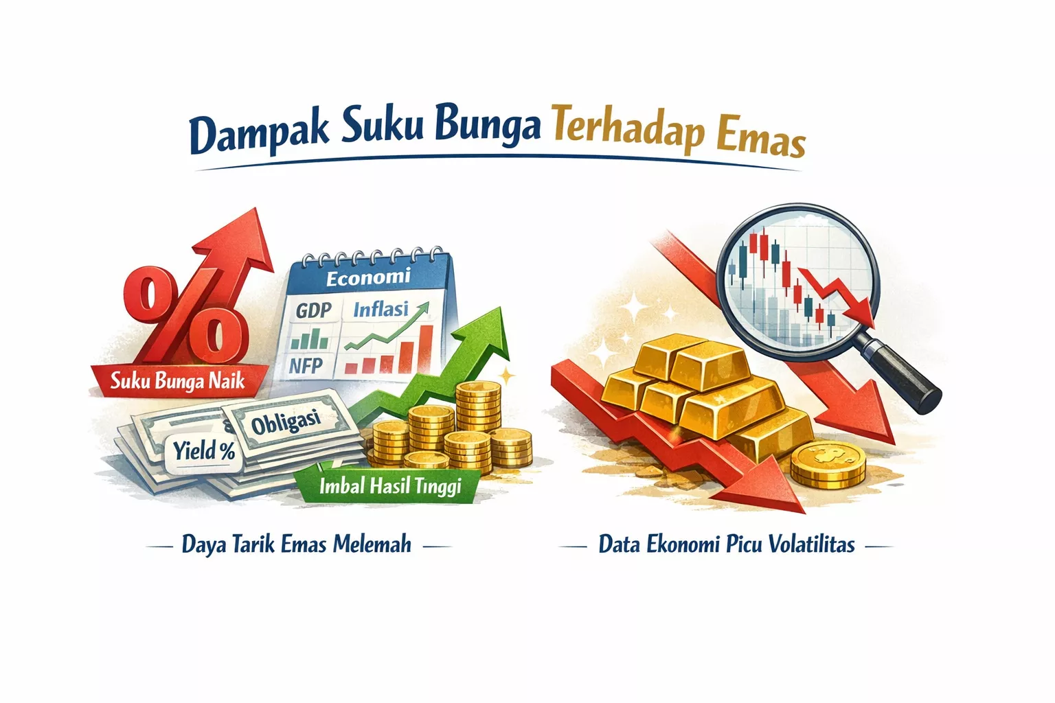Dampak bunga terhadap emas
